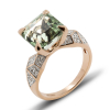 Gold Ring With Green Amethyst and Diamonds Mint Ice