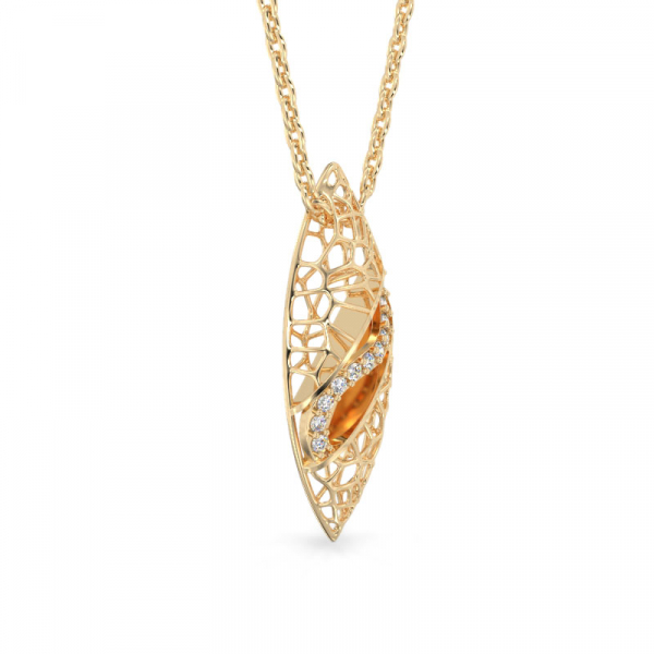 Ficus Leaf Yellow Gold Pendant