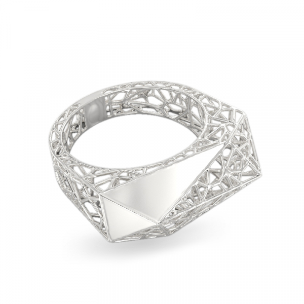 Charming Spider Web White Gold Ring 