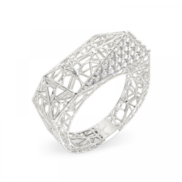 Spider Web White Gold Ring 