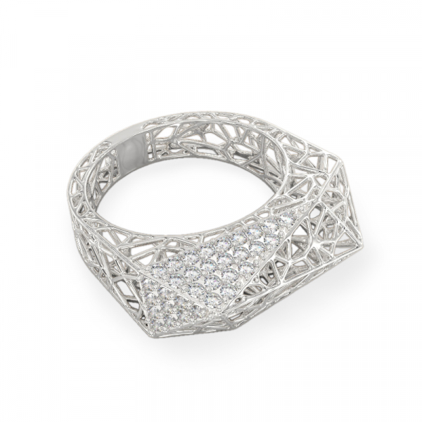 Spider Web White Gold Ring 