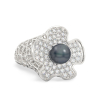 Coral White Gold Ring with Flower