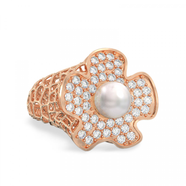 Rose Gold Ring with Flower
