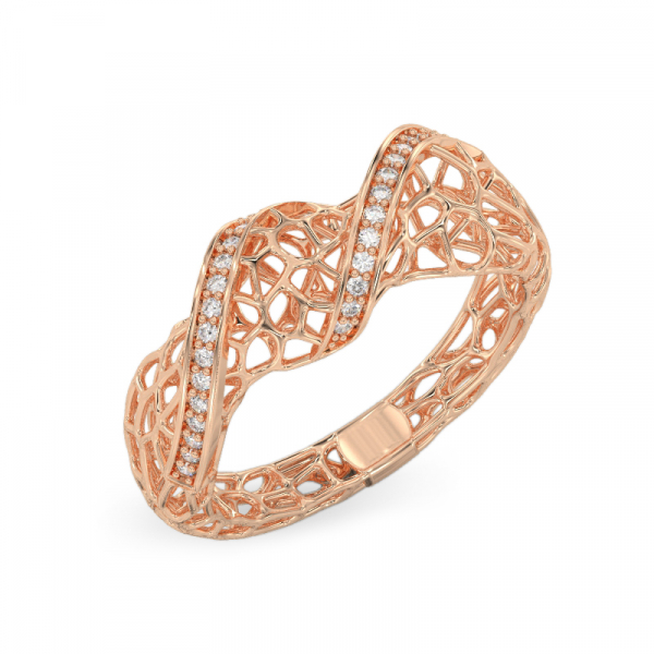 Coral 2 Waves Ring From Rose Gold