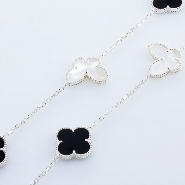 Silver Necklace Clover