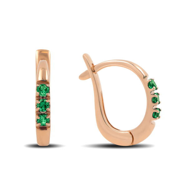 Elegant Gold Earrings With Emerald