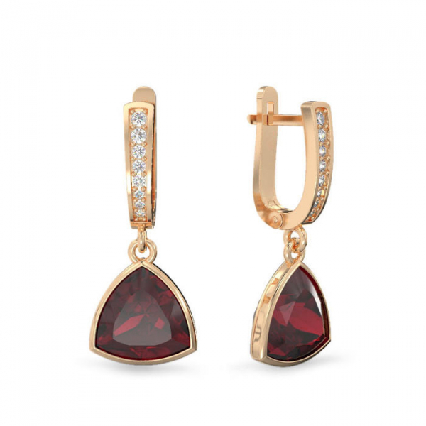 Rose Gold Earrings With Garnet