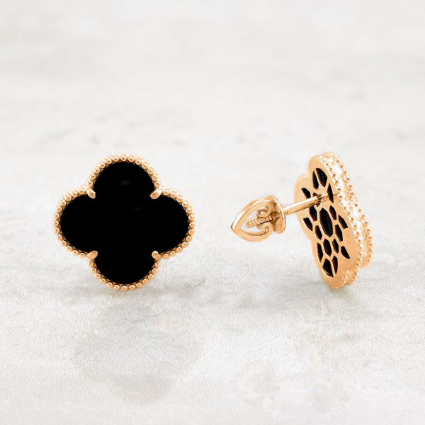 Gold Earrings Clover