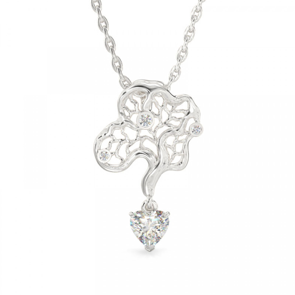 Winter Tree White Gold Pendant