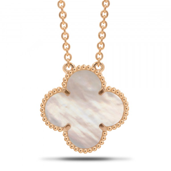 Necklace Clover With White Mother-of-pearl