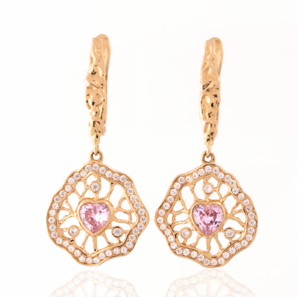 Earring Rose Gold  Pink Heart