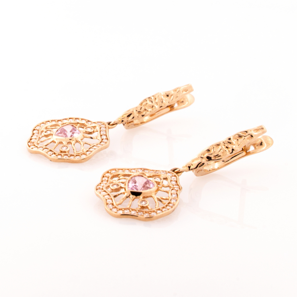 Earring Rose Gold  Pink Heart