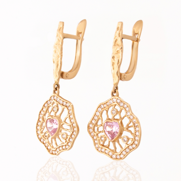 Earring Rose Gold  Pink Heart