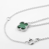 Silver Necklace Clover Mini With Malachite