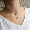 Gold Necklace Clover Mini With Malachite