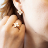 Gold Platted Earrings  White Lily Flower 