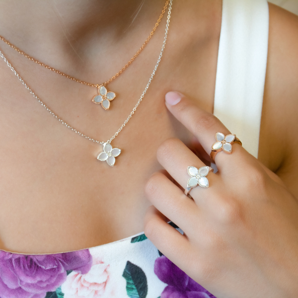 Gold Plated Necklace White Lily Flower