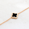 Gold Bracelet  Mini Clover With  Onyx