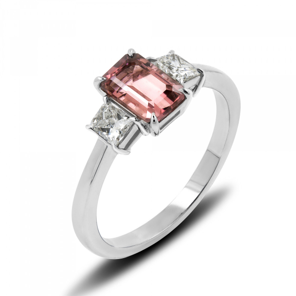 Gold Ring With Pink Tourmaline And Diamonds