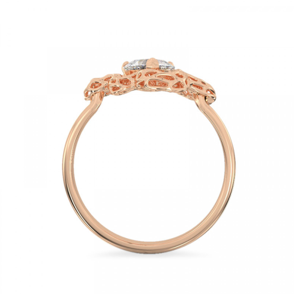 Elegant Leaf With Heart Rose Gold Ring